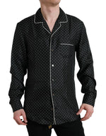 Dolce & Gabbana Black Polka Dot Silk Long Sleeve Men's Shirt