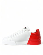 Dolce & Gabbana Chic Red and White Leather Men's Sneakers