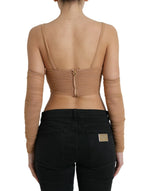 Dolce & Gabbana Elegant Brown Cropped Long Sleeve Women's Top