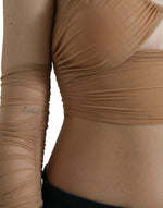 Dolce & Gabbana Elegant Brown Cropped Long Sleeve Women's Top