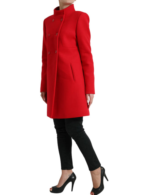Liu Jo Red Wool Double Breasted Long Sleeves Coat Women's Jacket