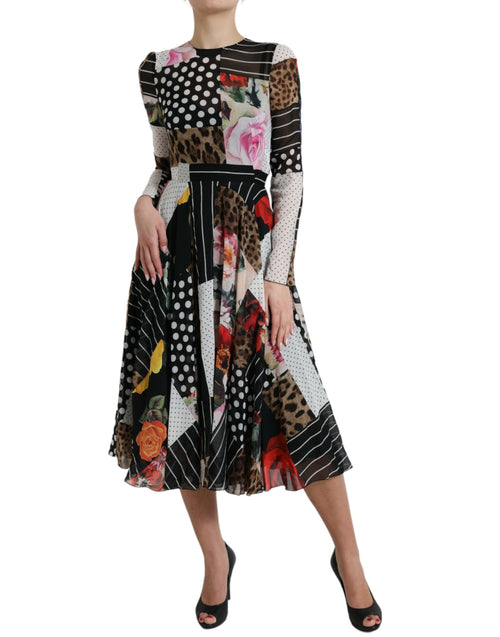 Dolce & Gabbana Multicolor Patchwork Floral Leopard Women's Dress