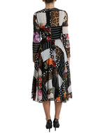 Dolce & Gabbana Elegant Patchwork Silk Midi A-Line Women's Dress