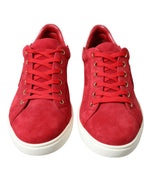 Dolce & Gabbana Elegant Red &amp; White Low Top Men's Sneakers