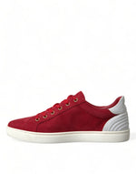 Dolce & Gabbana Elegant Red &amp; White Low Top Men's Sneakers
