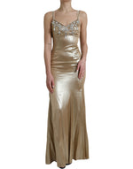 Dolce & Gabbana Elegant Metallic Gold Sheath Dress with Women's Crystals