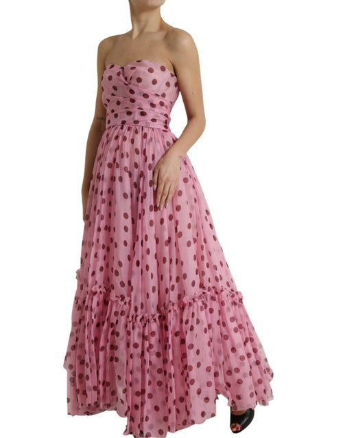 Dolce & Gabbana Chic A-Line Strapless Silk Dress in Women's Pink