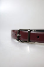 Dolce & Gabbana Elegant Bordeaux Leather Belt with Metal Men's Buckle