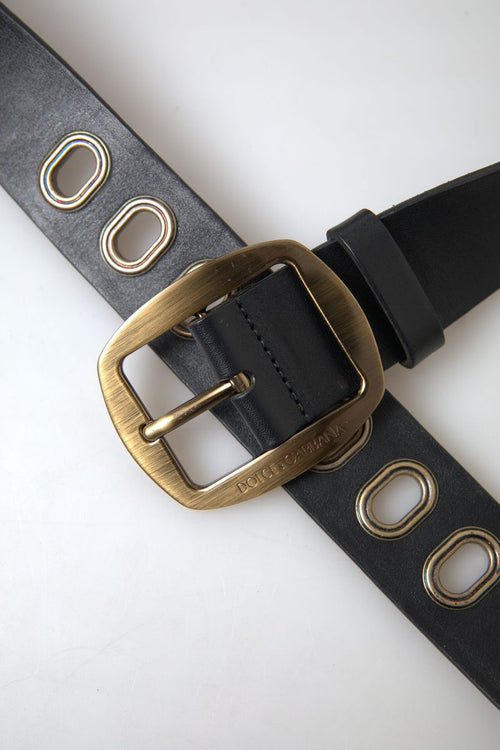 Dolce & Gabbana Sleek Italian Leather Belt with Metal Men's Buckle