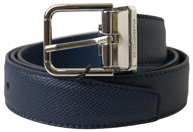 Dolce & Gabbana Aquamarine Blue Leather Men's Belt