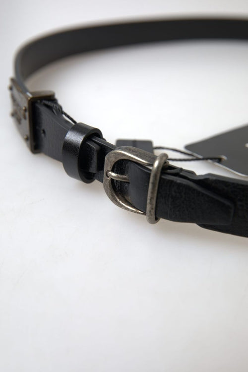 Dolce & Gabbana Elegant Black Leather Belt - Metal Buckle Men's Closure