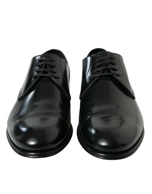 Dolce & Gabbana Black Leather Lace Up Men Dress Derby Men's Shoes