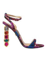 Dolce & Gabbana Multicolor Jacquard Crystals Sandals Women's Shoes