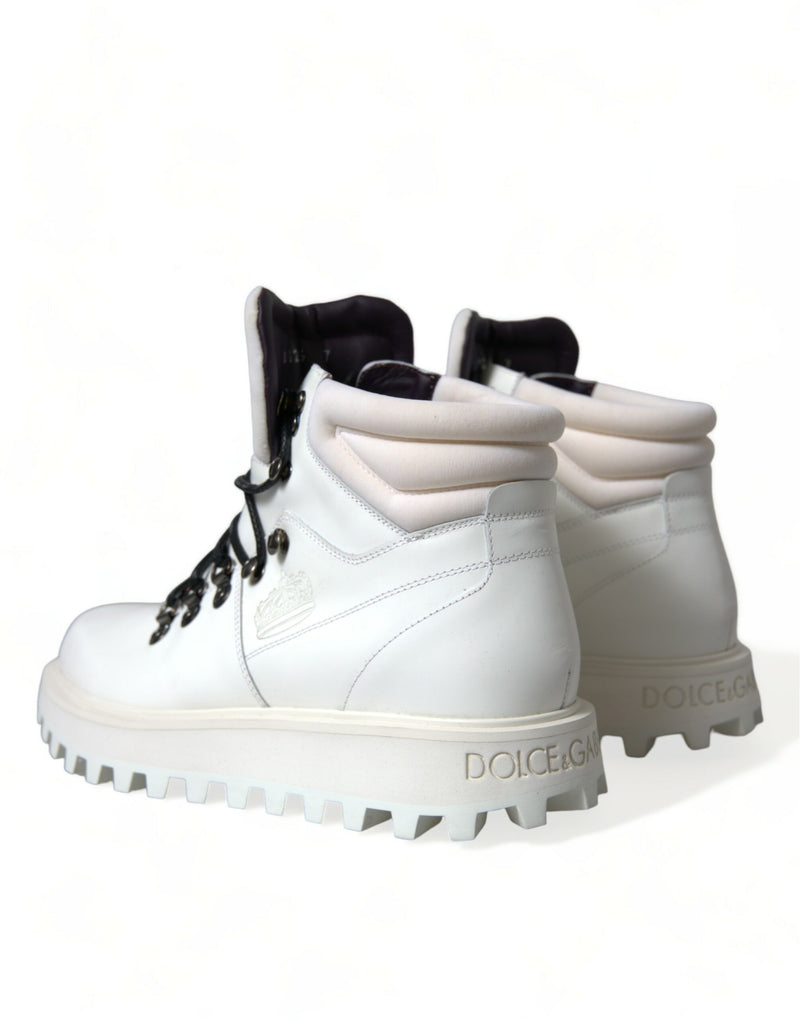Dolce & Gabbana Elegant White Leather Ankle Men's Boots