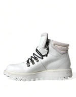 Dolce & Gabbana Elegant White Leather Ankle Men's Boots