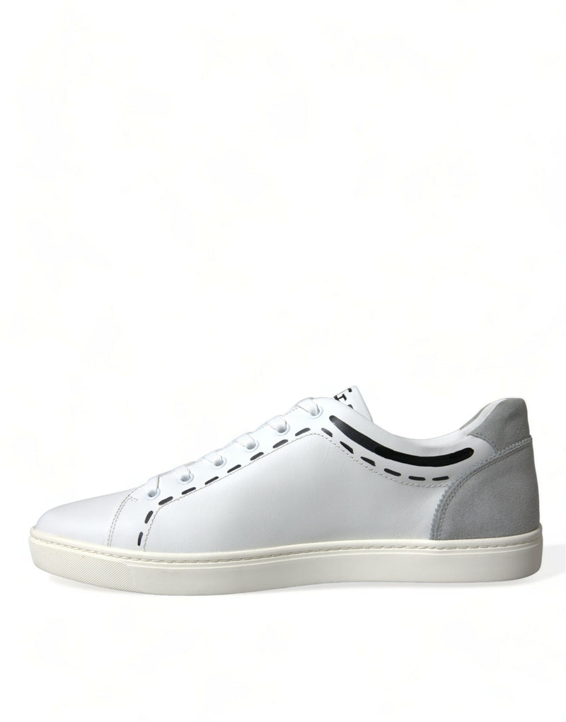 Dolce & Gabbana Elegant White Calfskin Leather Men's Sneakers