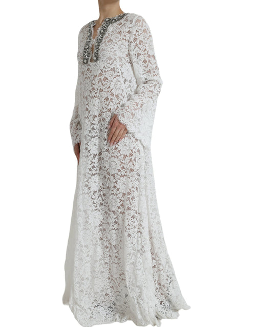 Dolce & Gabbana Elegant White Shift Dress with Crystal Women's Embellishment