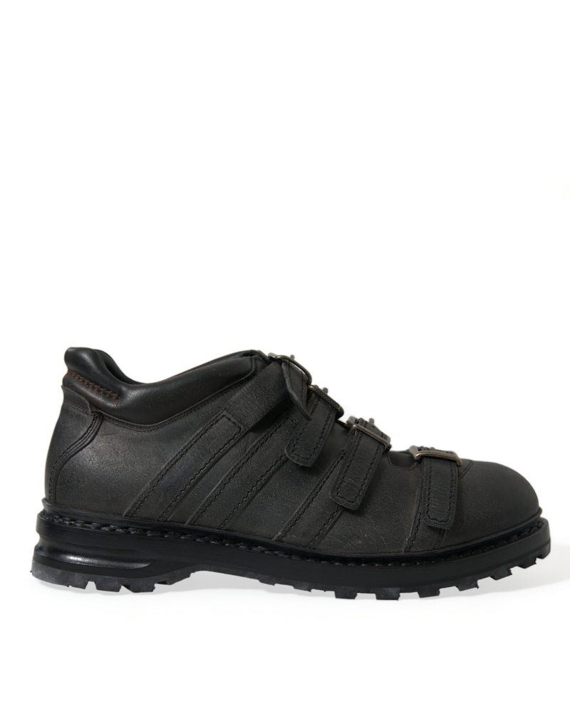 Dolce & Gabbana Black Leather Ankle Strap Men's Boots