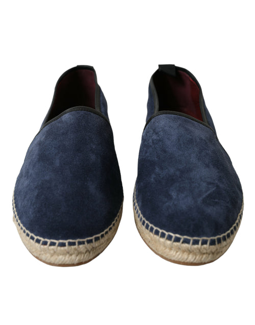Dolce & Gabbana Blue Leather Suede Slip On Espadrille Men's Shoes
