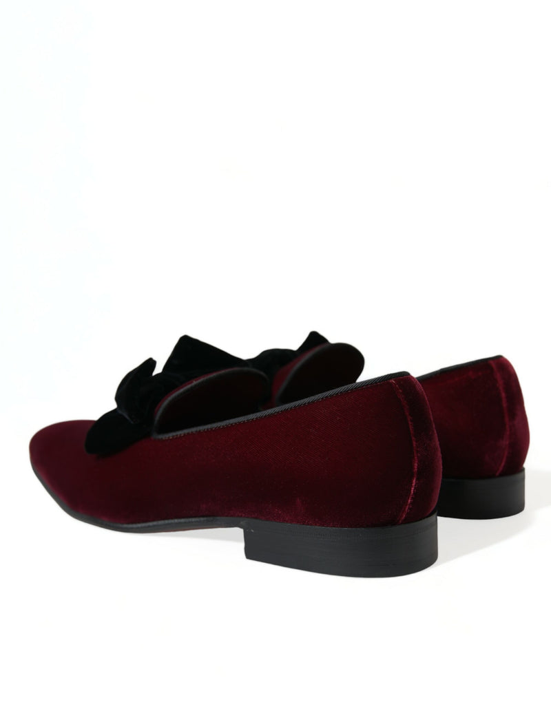 Dolce & Gabbana Burgundy Velvet Loafers - Elegance with a Men's Twist