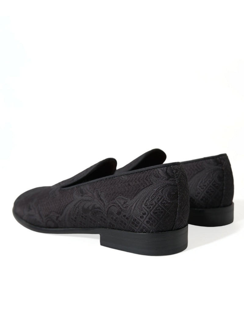 Dolce & Gabbana Elegant Black Brocade Dress Men's Loafers