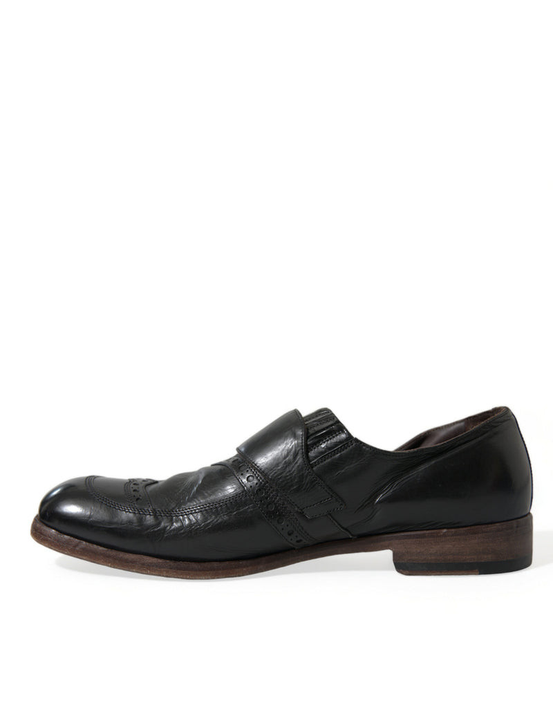 Dolce & Gabbana Elegant Black Leather Moccasins Dress Men's Shoes