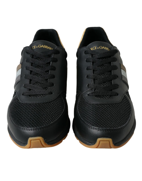 Dolce & Gabbana Black Leather Low Top  Sneakers Men's Shoes
