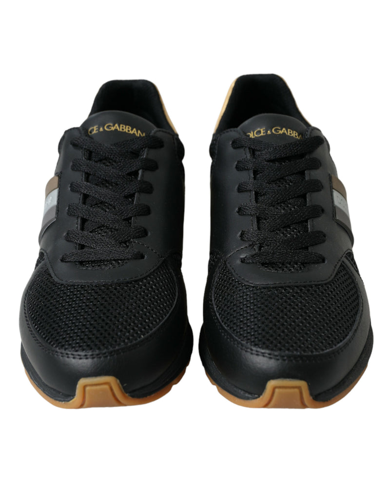 Dolce & Gabbana Elegant Low Top Leather Trainers - Black & Men's Gold
