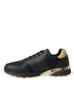 Dolce & Gabbana Elegant Low Top Leather Trainers - Black & Men's Gold