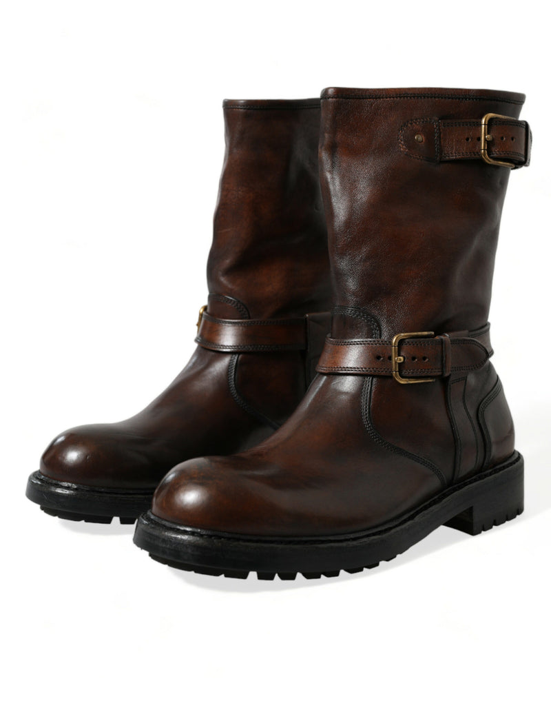 Dolce & Gabbana Elegant Mid Calf Leather Boots for Men's Men