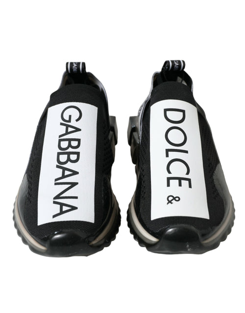 Dolce & Gabbana Black White Slip On Sneakers Sorrento Men's Shoes