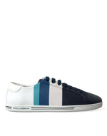 Dolce & Gabbana Elegant White and Blue Leather Men's Sneakers