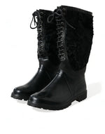 Dolce & Gabbana Sleek Black Shearling Mid Calf Men's Boots