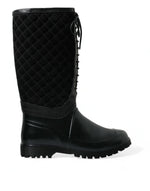 Dolce & Gabbana Elegant Quilted Lace-Up Rain Men's Boots