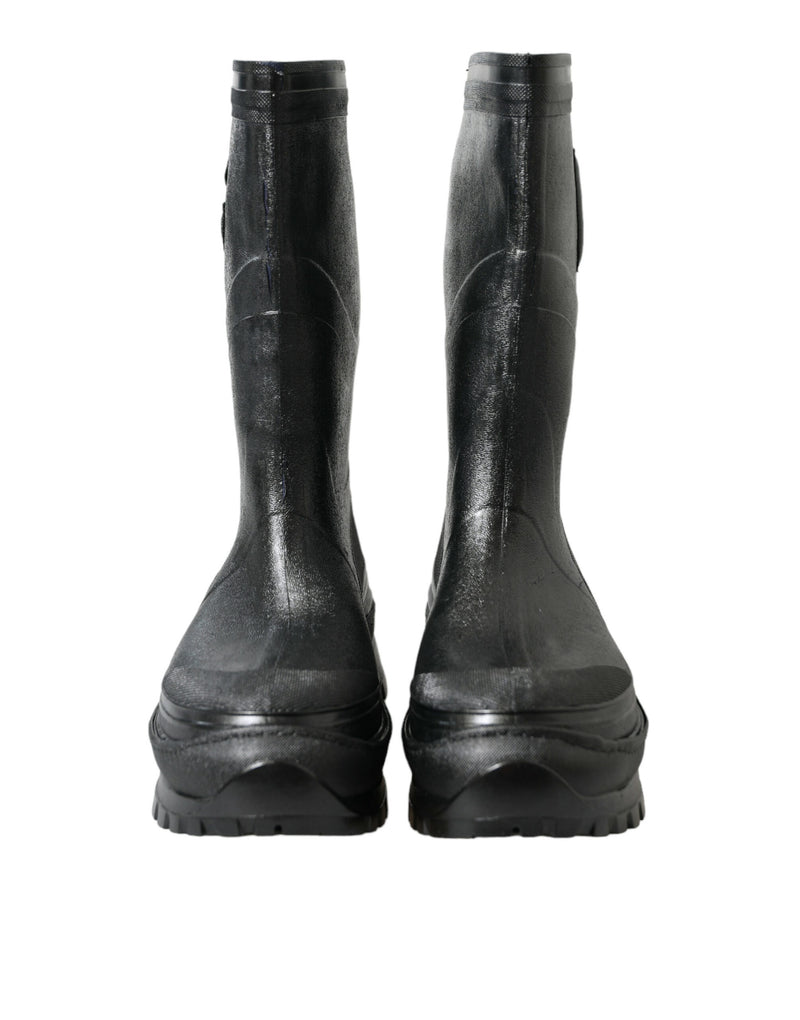 Dolce & Gabbana Sleek Metallic Rubber Rain Boots with DG Men's Logo