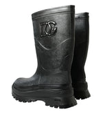 Dolce & Gabbana Sleek Metallic Rubber Rain Boots with DG Men's Logo