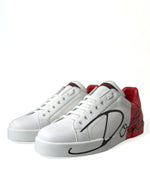 Dolce & Gabbana Elegant White and Red Calfskin Men's Sneakers
