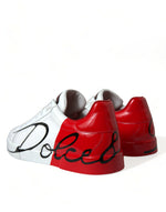 Dolce & Gabbana Elegant White and Red Calfskin Men's Sneakers