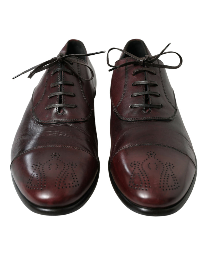 Dolce & Gabbana Elegant Burgundy Leather Derby Men's Shoes