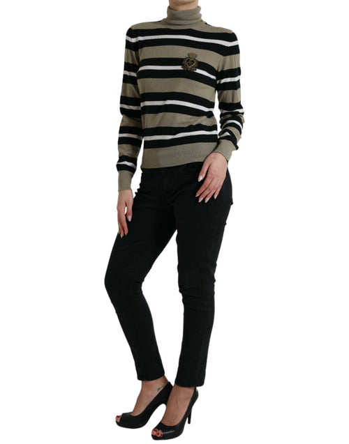 Dolce & Gabbana Multicolor Stripe Wool Logo Pullover Women's Sweater
