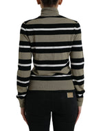 Dolce & Gabbana Elegant Striped Turtleneck Wool Women's Sweater