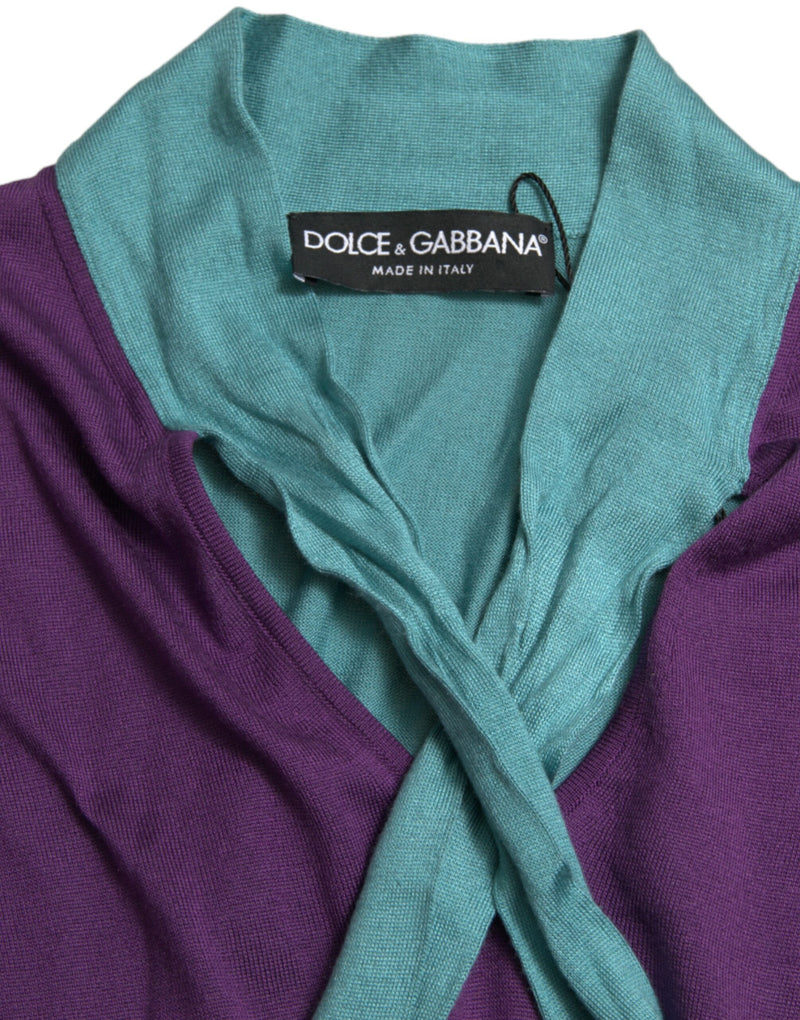 Dolce & Gabbana Multicolor Silk Pussy-bow Women's Sweater