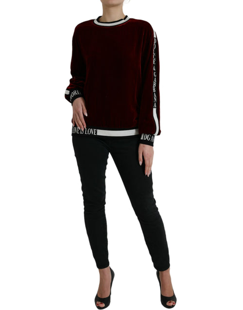 Dolce & Gabbana Bordeaux Velvet Round Neck Pullover Women's Sweater