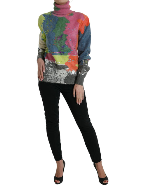 Dolce & Gabbana Multicolor Mohair Turtleneck Pullover Women's Sweater