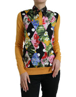 Dolce & Gabbana Elegant Patchwork Henley Silk Blend Women's Sweater