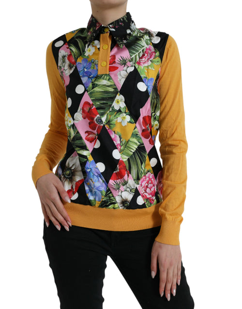 Dolce & Gabbana Multicolor Patchwork Cashmere Henley Women's Sweater