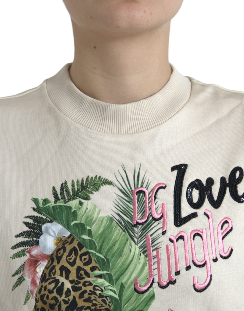 Dolce & Gabbana Elegant Jungle Print Crewneck Women's Sweater