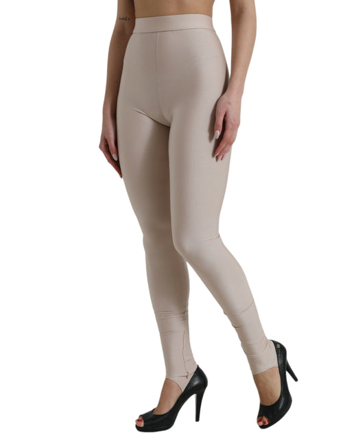 Dolce & Gabbana Beige Nylon Stretch Slim Leggings Women's Pants