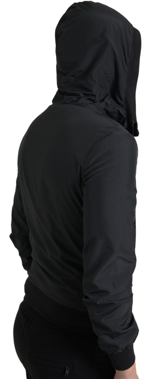 Dolce & Gabbana Elegant Black Hooded Sweatshirt with Logo Men's Plaque