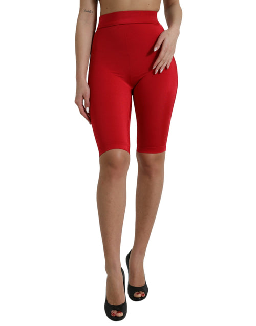 Dolce & Gabbana Red Stretch High Waist Cropped Leggings Women's Pants